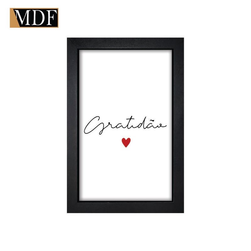 Quadro Decorativo Moldura Pintada Gel Gratidão 30x20 Mdf Adesivado
