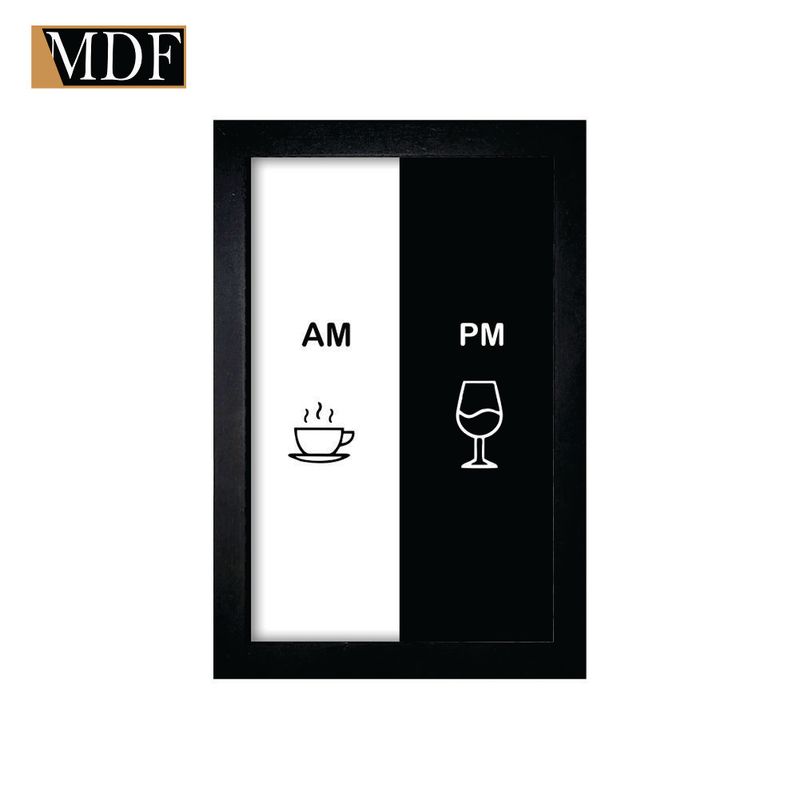 Quadro Decorativo Moldura Pintada Gel Am Coffe Pm Wine 30x20 Mdf Adesivado