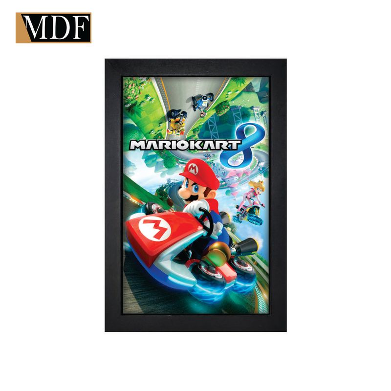 Quadro Decorativo Moldura Pintada Gel Videogame Kart 30x20 Mdf Adesivado