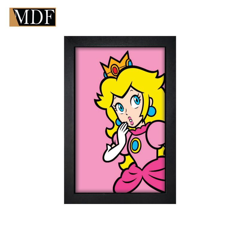 Quadro Decorativo Moldura Pintada Gel Princesa Videogame 2 30x20 Mdf Adesivado