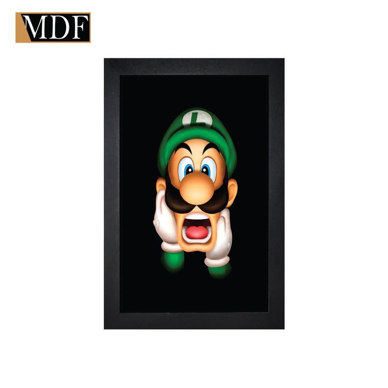 Quadro Decorativo Moldura Pintada Gel Personagem Videogame 6 30x20 Mdf Adesivado