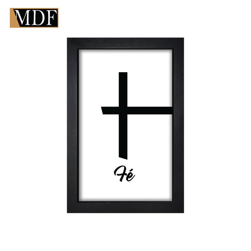 Quadro Decorativo Moldura Pintada Fé 30x20 Mdf Adesivado