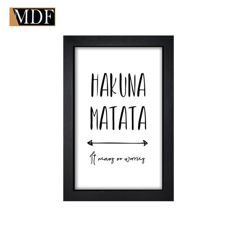 Quadro Decorativo Moldura Pintada Gel Hakuna Matata 30x20 Mdf Adesivado