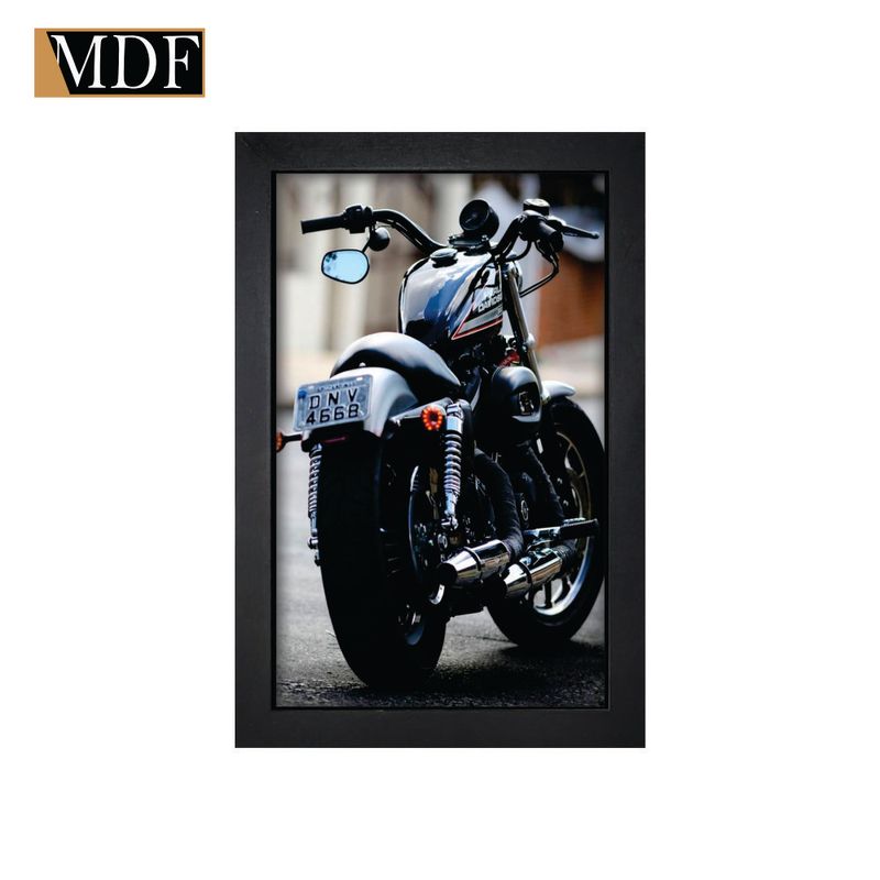 Quadro Decorativo Moldura Pintada Gel Motocicleta 30x20 Mdf Adesivado