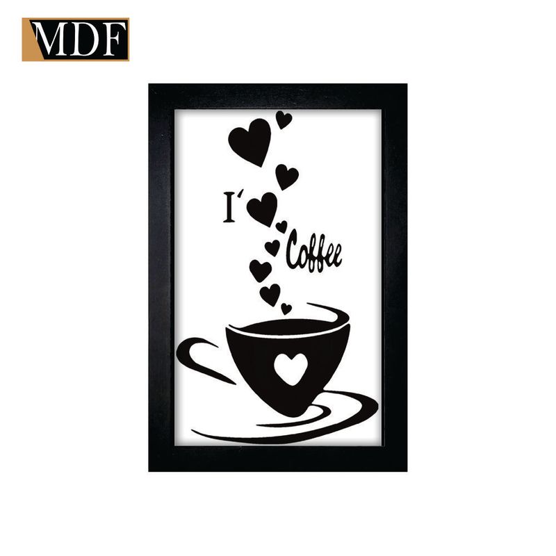 Quadro Decorativo Moldura Pintada Gel I Love Coffee 30x20 Mdf Adesivado