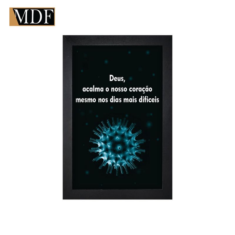 Quadro Decorativo Moldura Pintada Gel Deus Acalma Nosso Coração 30x20 Mdf Adesivado