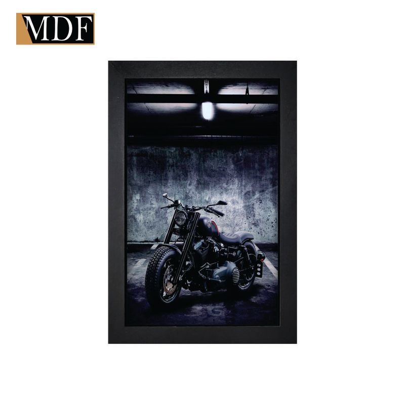 Quadro Decorativo Moldura Pintada Gel Motocicleta 2 30x20 Mdf Adesivado