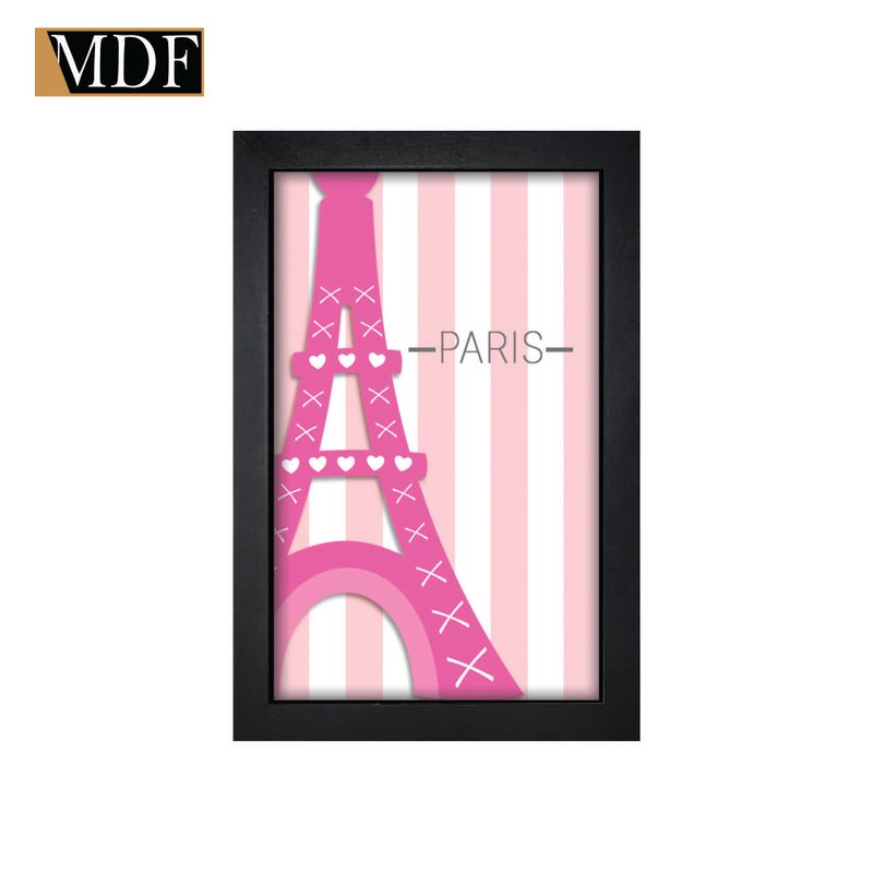 Quadro Decorativo Moldura Pintada Gel Paris 30x20 Mdf Adesivado