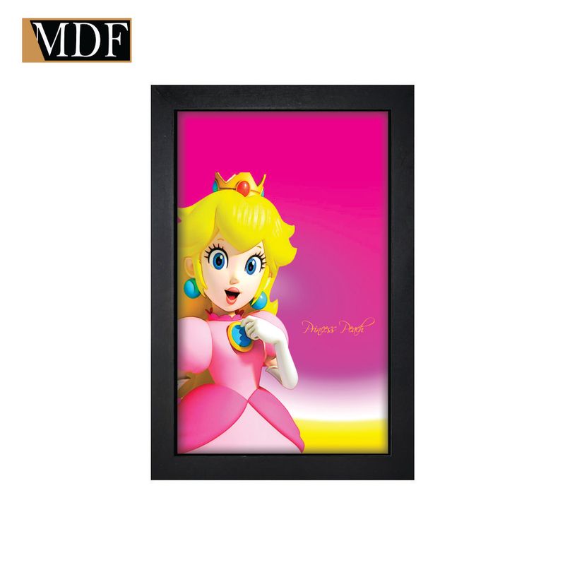 Quadro Decorativo Moldura Pintada Gel Princesa Videogame 1 Mdf Adesivado