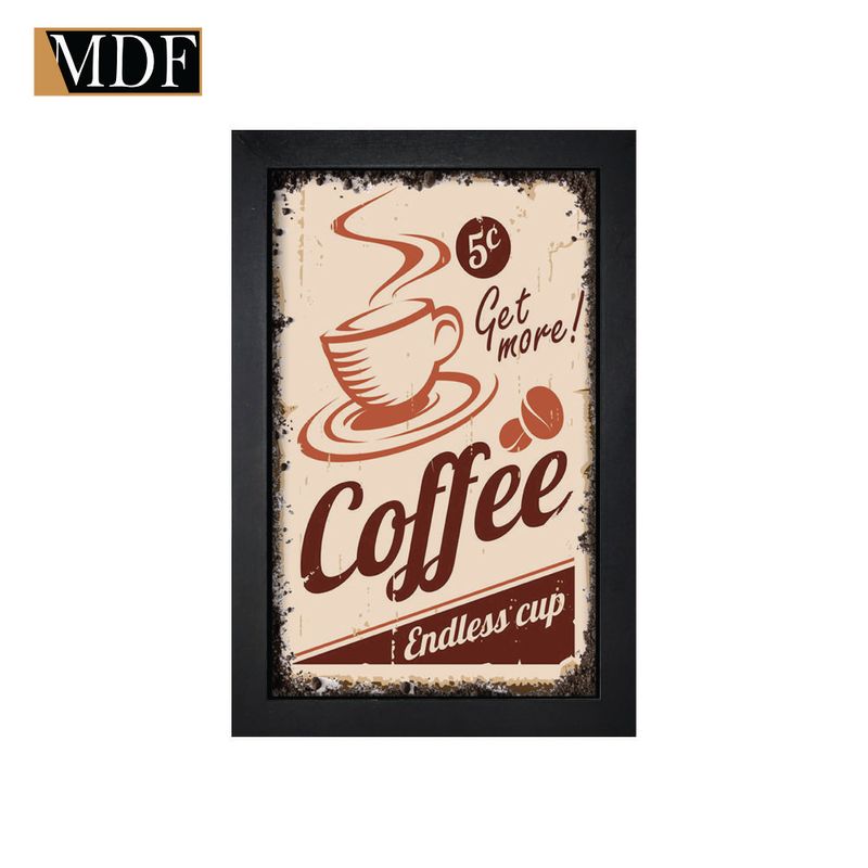Quadro Decorativo Moldura Pintada Gel Get More Coffee 30x20 Mdf Adesivado