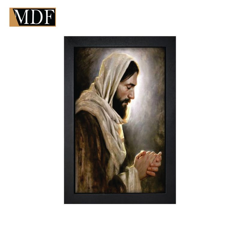Quadro Decorativo Moldura Pintada Gel Jesus e o Espírito Santo 30x20 Mdf Adesivado