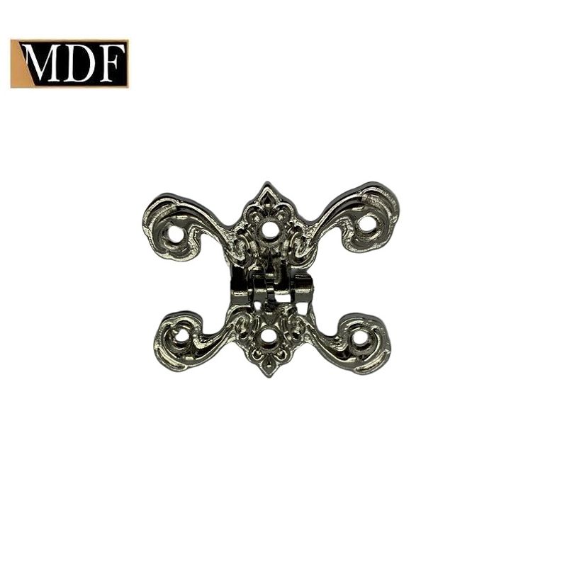 Kit 10 Dobradiça Trabalhada Roma para Caixa de Madeira 4,5x3,2cm Artesanato NÃQUEL