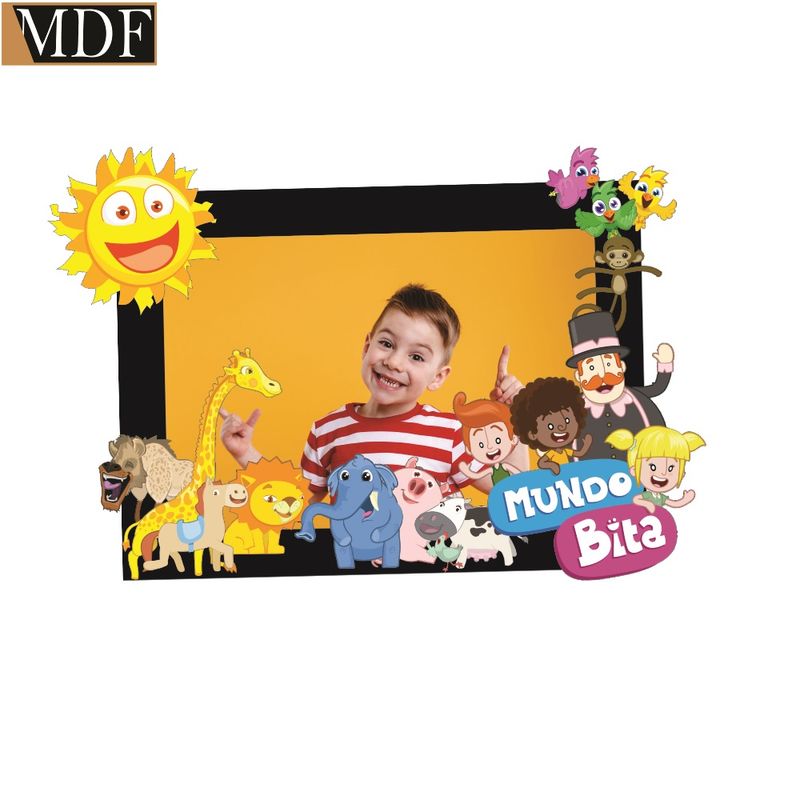 Porta Retrato Infantil 3d Mundinho Bito Fotos 10x15 Aniversário Mdf Adesivado