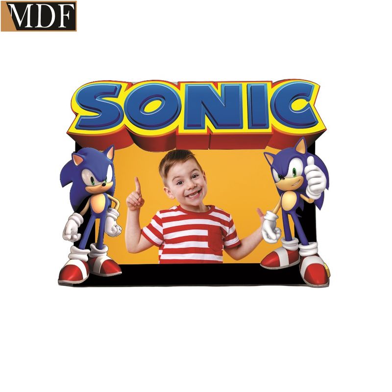 Porta Retrato Infantil 3d Sonic Fotos 10x15 Aniversário Mdf Adesivado