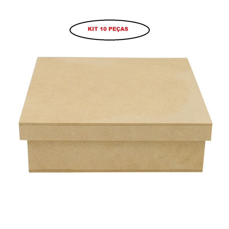 Caixa Quadrada Tampa Sapato Kit 10 Un. 12X12x8 Mdf Madeira
