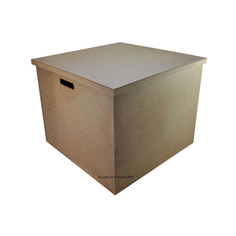 Caixa Quadrada com Alça Tampa Sapato 40x40x45 Mdf Madeira