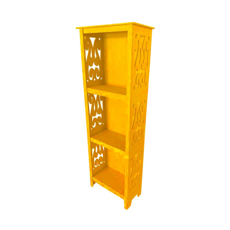 Estante Multiuso 3 Divisórias Modelo Arabesco 46x22x130 Mdf Madeira Pintado AMARELO