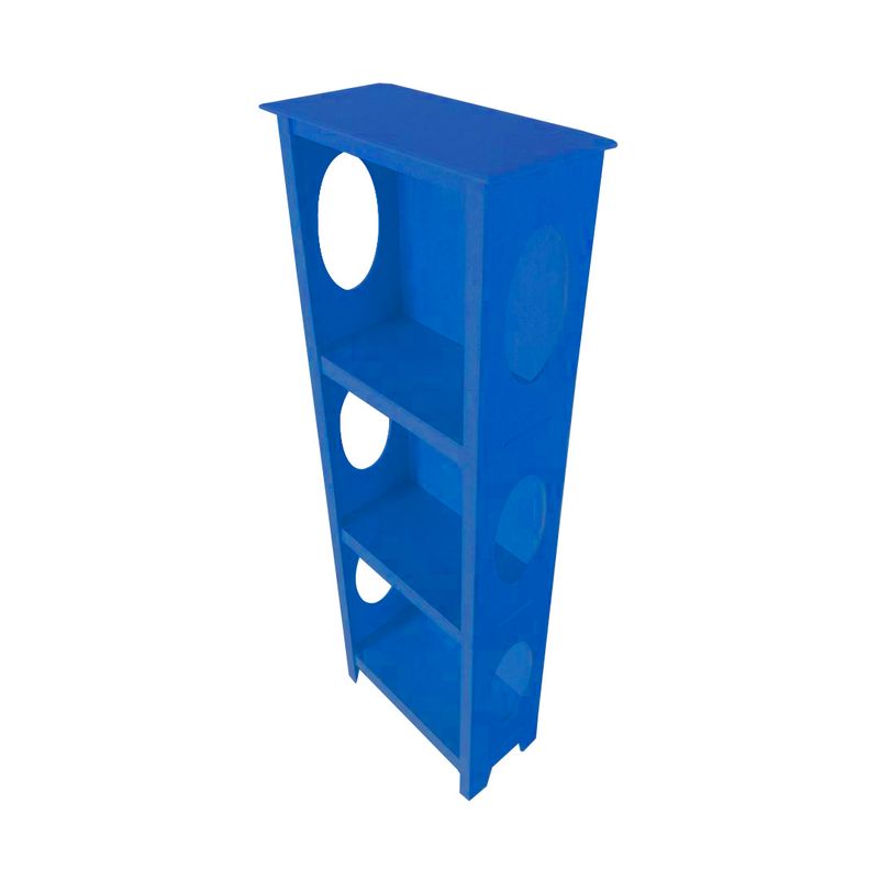 Estante Multiuso 3 Divisórias Modelo Oval 46x22x130 Mdf Madeira Pintado AZUL MARINHO