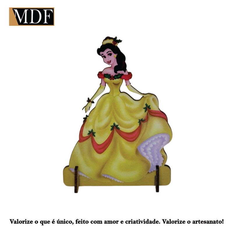Totem de Mesa Princesa Amarela 12cm Displays Aniversário Mdf Adesivado
