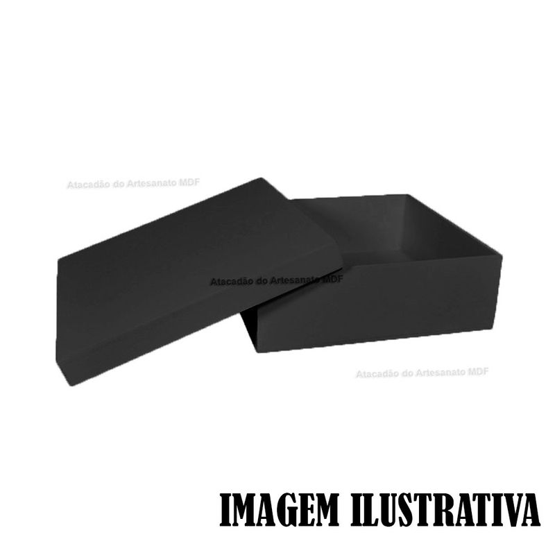 Kit 10 Caixa Quadrada Tampa Sapato 20x20x5 Mdf Madeira Pintado PRETO