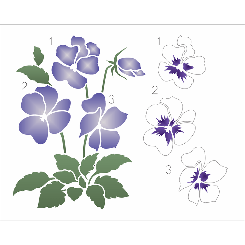 Stencil Pintura Flor Amor Perfeito Ii 3384 20x25 Opa