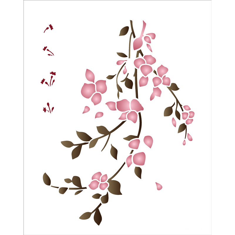 Stencil Pintura Galho Bougainvillea 3363 20x25 Opa