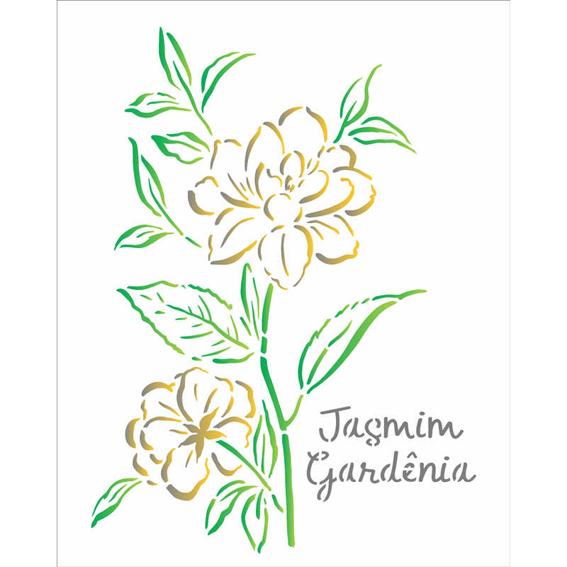Stencil Pintura Organico Jasmim Gardenia 3365 20x25 Opa