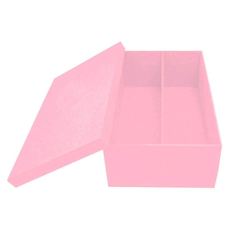Caixa Retangular com 1 Divisória para Vinho e Taça 35x20x10 Mdf Madeira Pintado ROSA BEBÊ