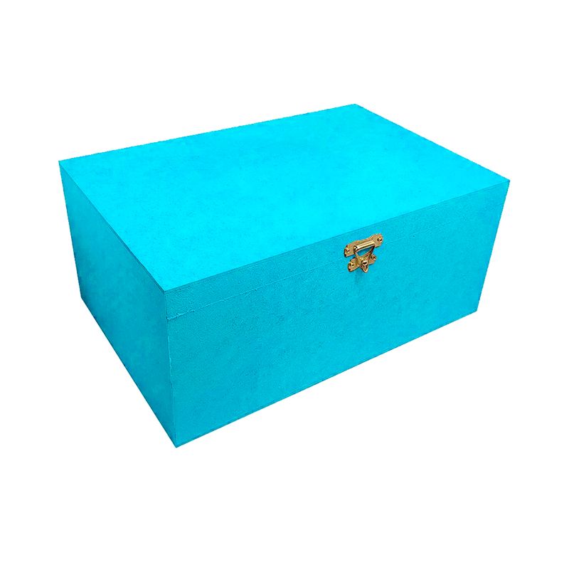 Caixa Lisa com Dobradiça e Fecho 30x20x13 Mdf Pintado AZUL BEBÊ
