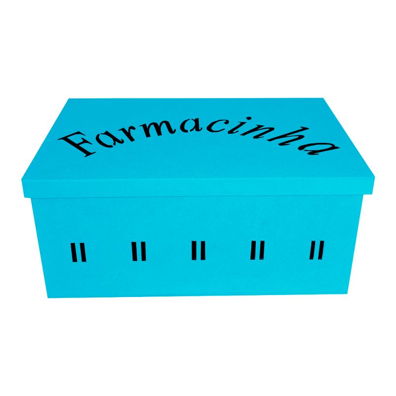 Caixa Farmacinha Tampa Sapato Passa Fita 30x20x13 Madeira Mdf Pintado AZUL BEBÊ