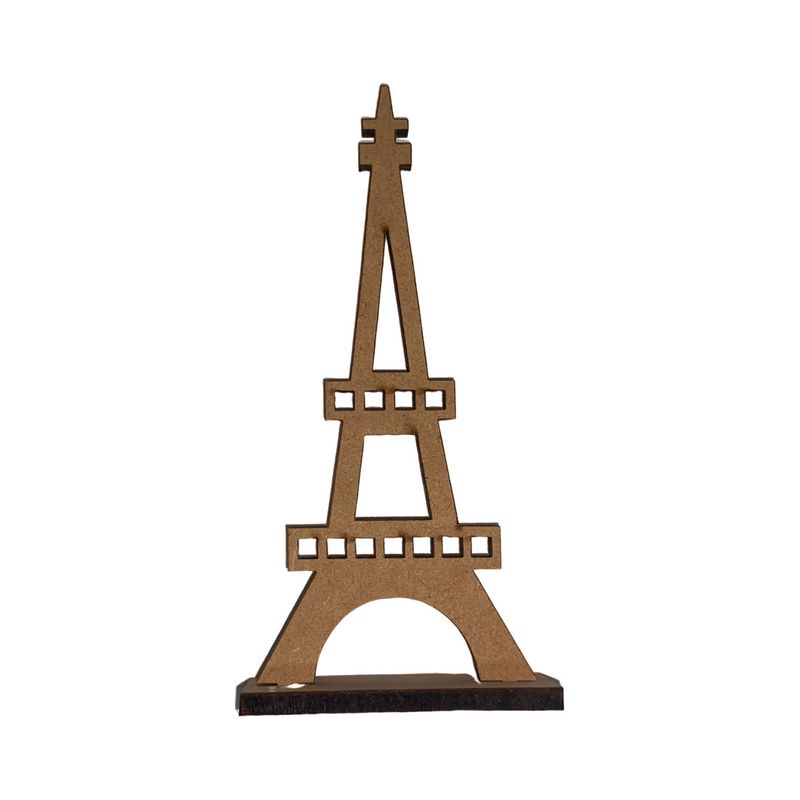 Aplique Recorte Torre Eiffel com Base 12cm Kit 10un Decoração Enfeite Mdf Cru