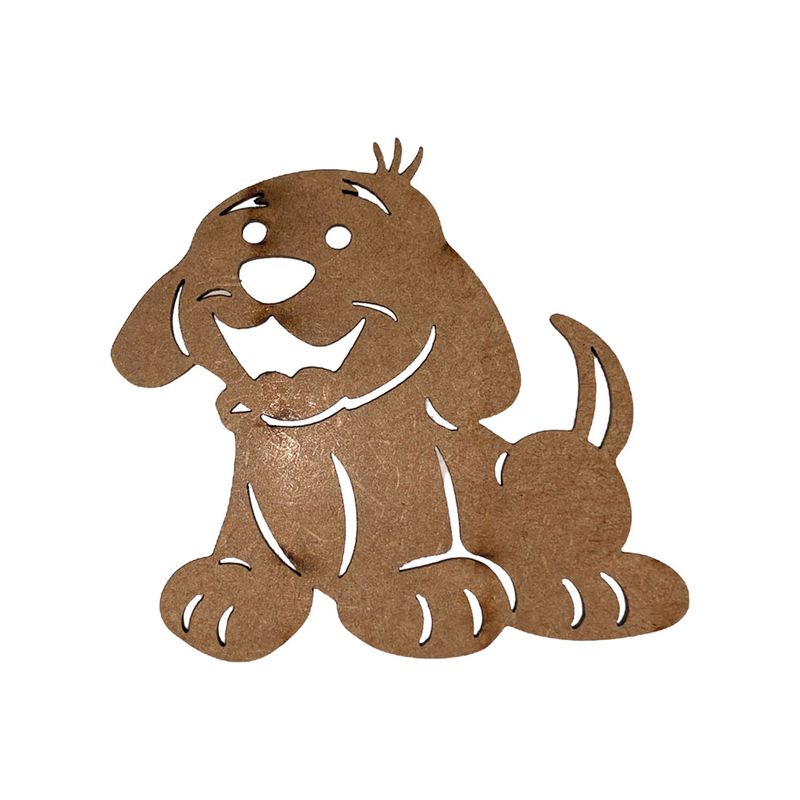 Aplique Cachorro Enfeite Decoração P 9x8,5 Mdf Madeira