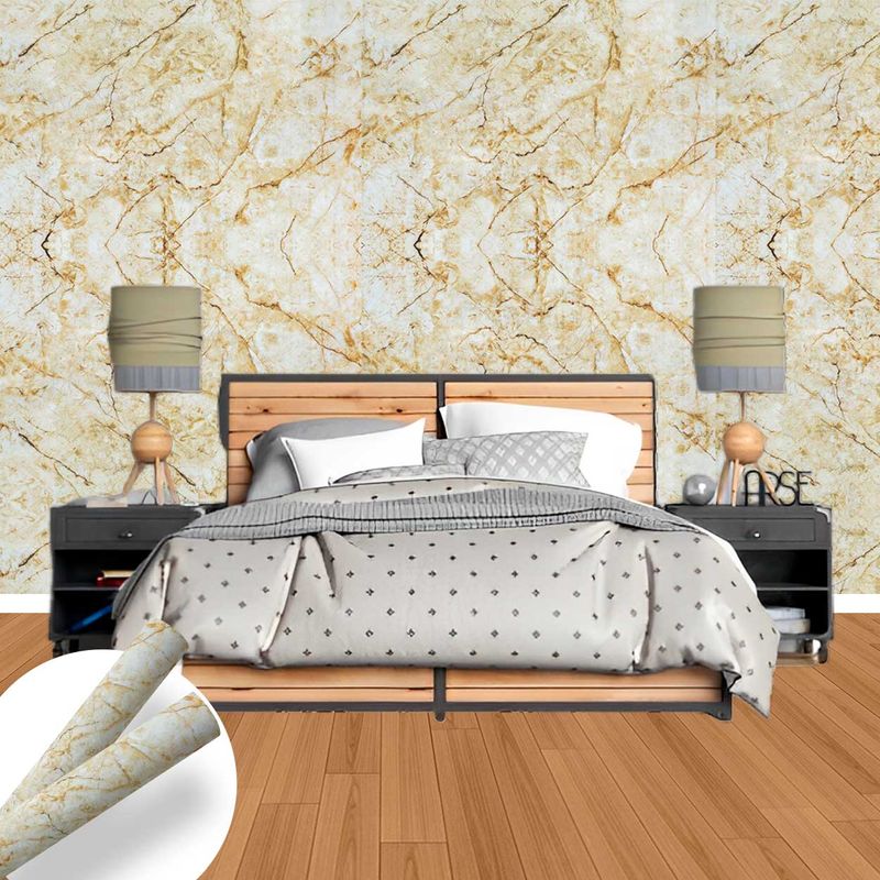 Papel de Parede Mod 3 Marble Amarelo Ocre Vinilico 0.50X1.00m