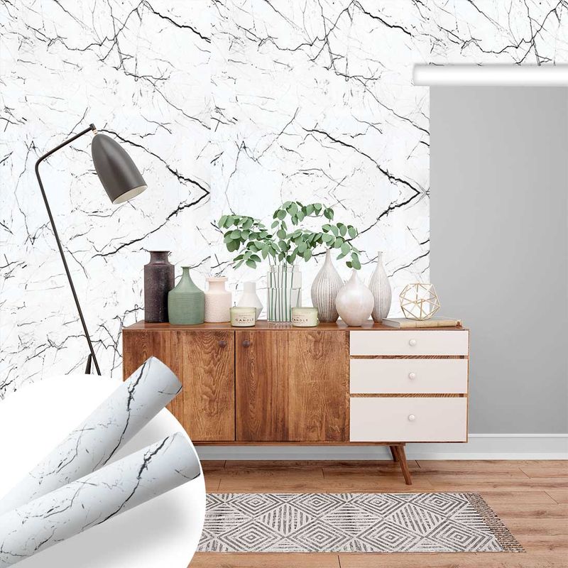 Papel de Parede Mod 6 Marble Carrara Obsidiano Vinilico 0.50X1.00m