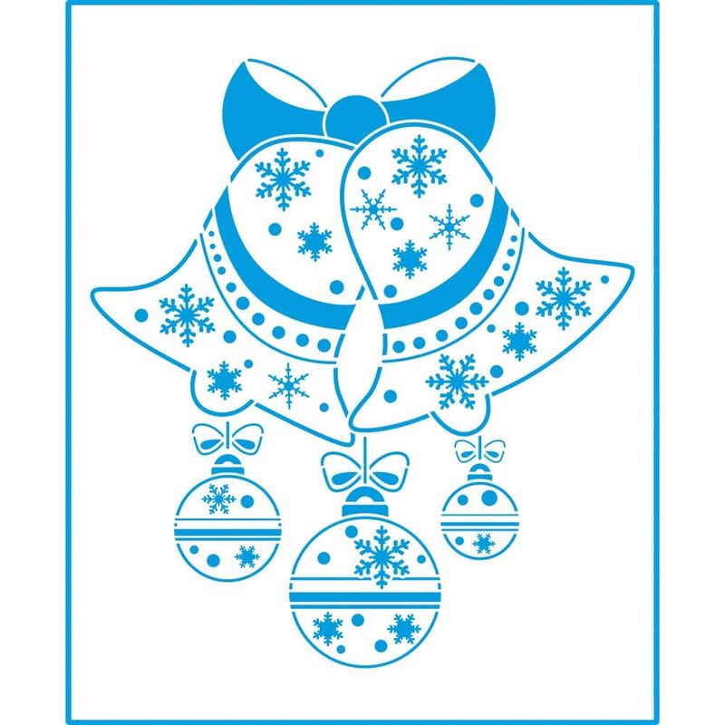 Stencil Pintura Retangular Natal Sinos e Bolas 25x20 Strn-011 Litoarte