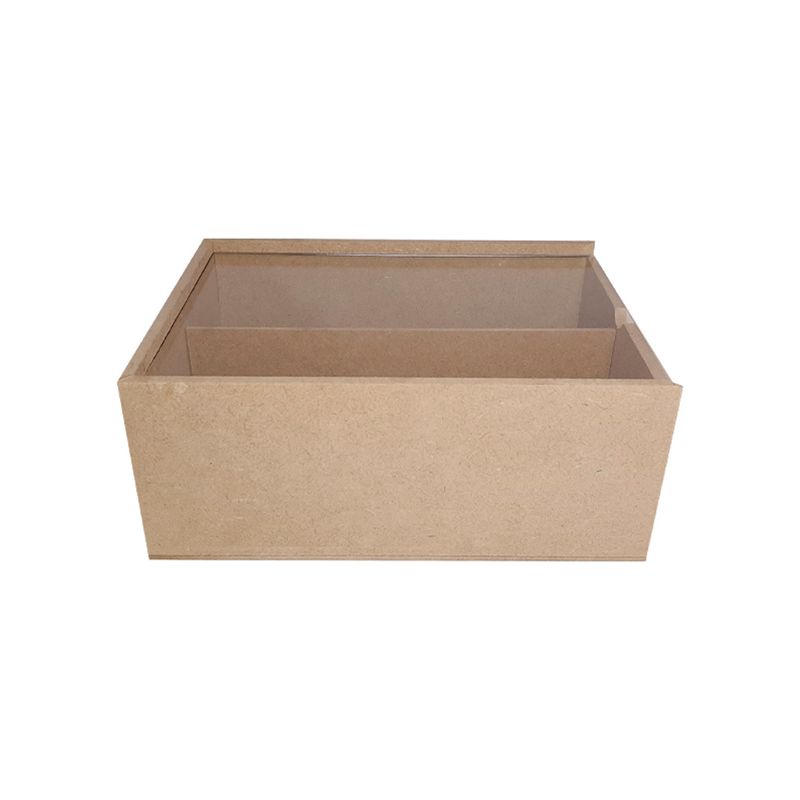 Caixa Estojo Retangular Tampa Acrílica para Mini Vinho com 1 Divisória 25x18x10 Mdf Madeira