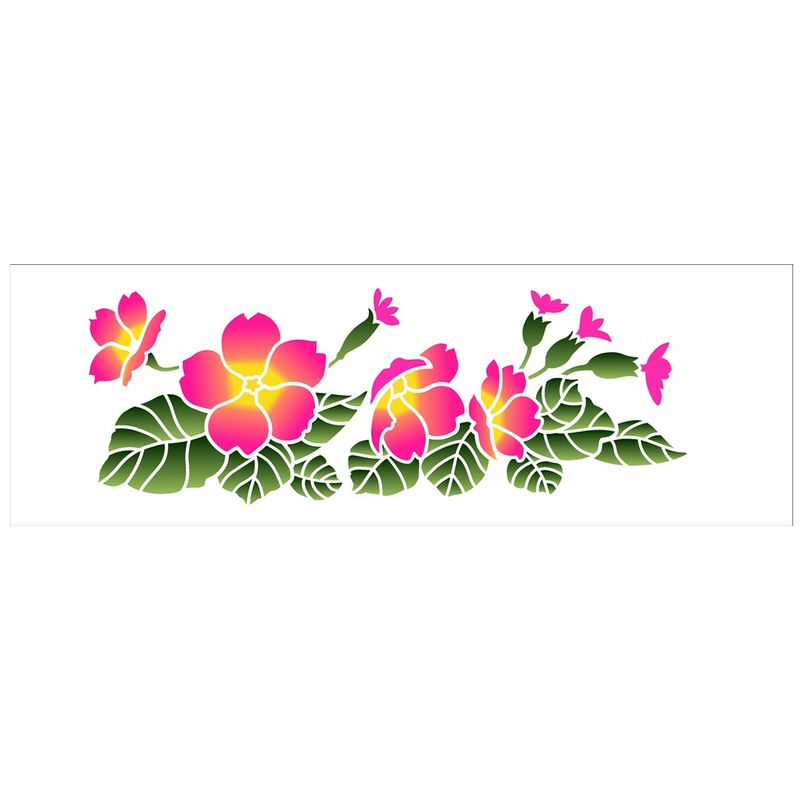 Stencil Pintura Flores Primulas 10x30 3462 Opa