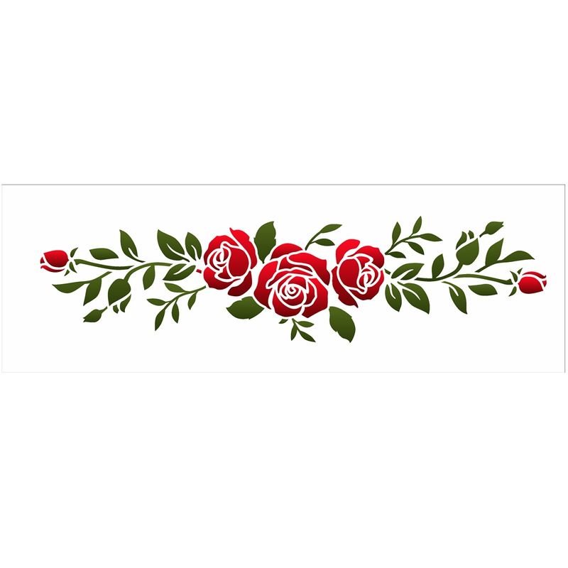 Stencil Pintura Flores Rosas Iii 10x30 3463 Opa
