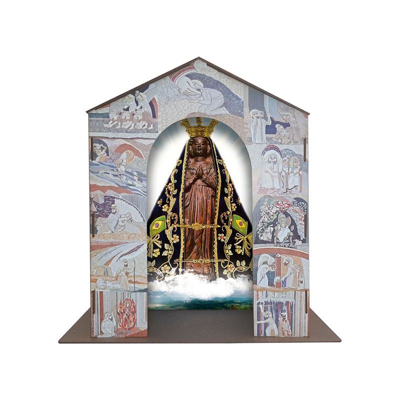 Capela Oratório Nossa Senhora Aparecida 49x25x49 Mdf Madeira Adesivado