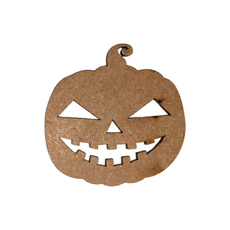 Aplique Abóbora Pumpkin Sorrindo Halloween 5x5 Mdf Madeira