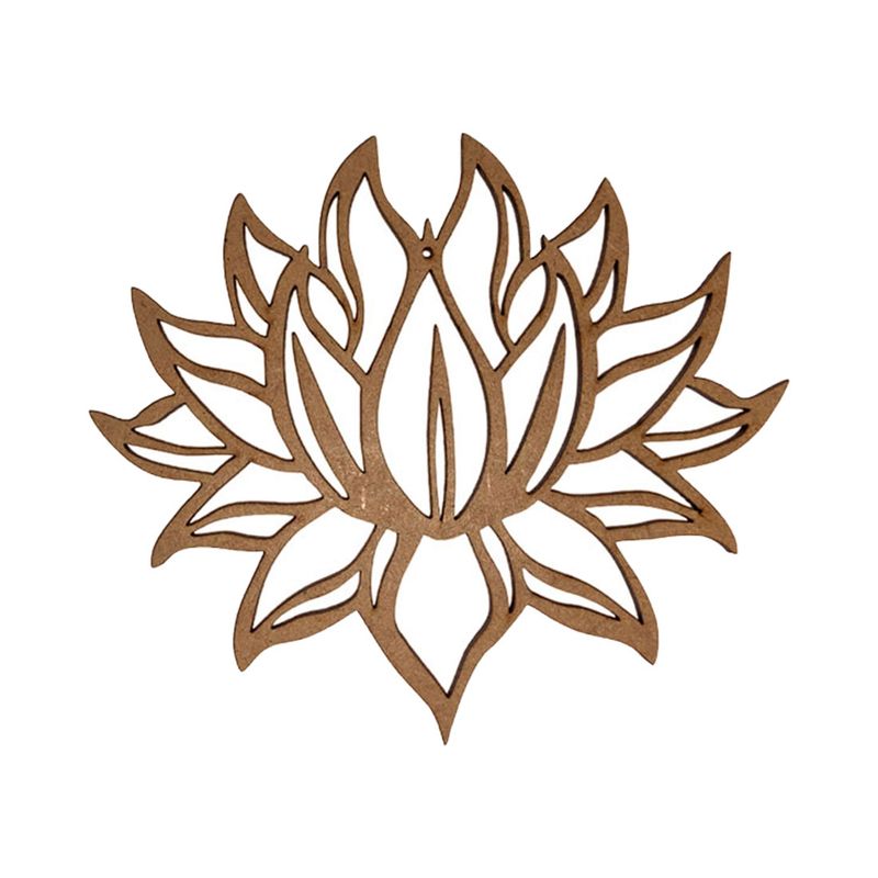 Aplique Flor de Lotus 11,5x10 Mdf Cru Madeira