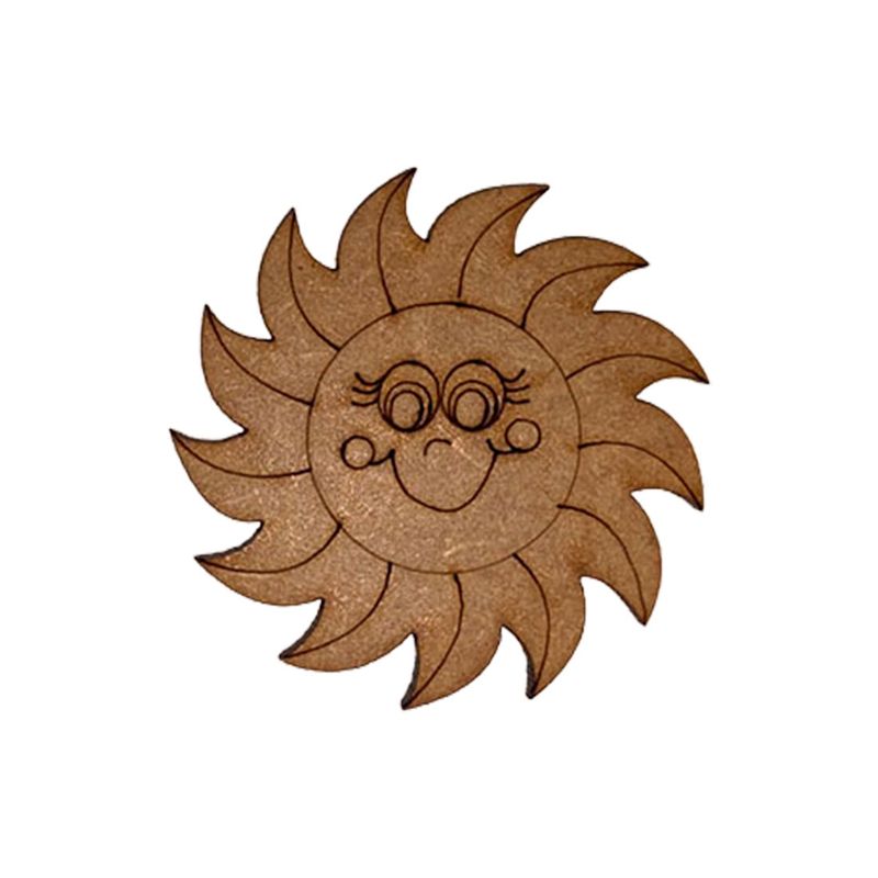 Aplique Sol 5cm Kit 10un Mdf Cru Madeira Enfeite Decoração