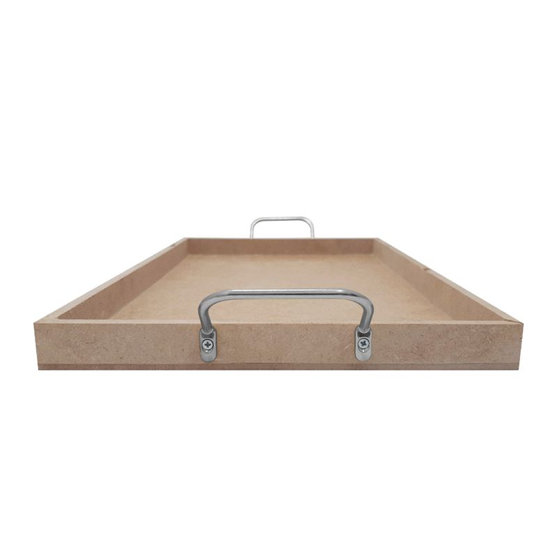 Bandeja Retangular Lisa Simples com Alça 30,5x20,5x2 Mdf 6mm Madeira PRATA VELHO