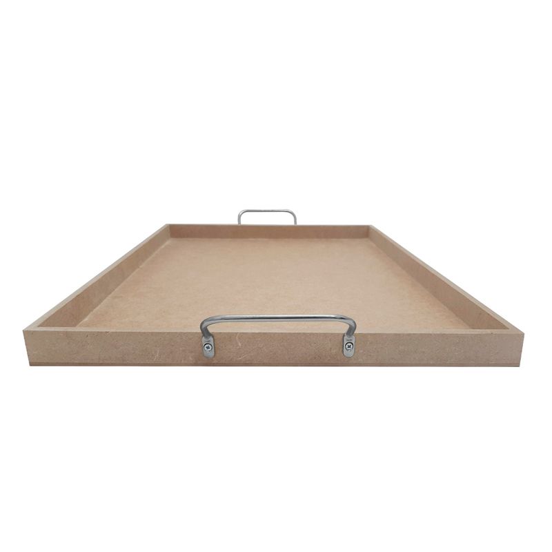 Bandeja Retangular Lisa Simples com Alça 32x27x2 Mdf 6mm Madeira PRATA VELHO