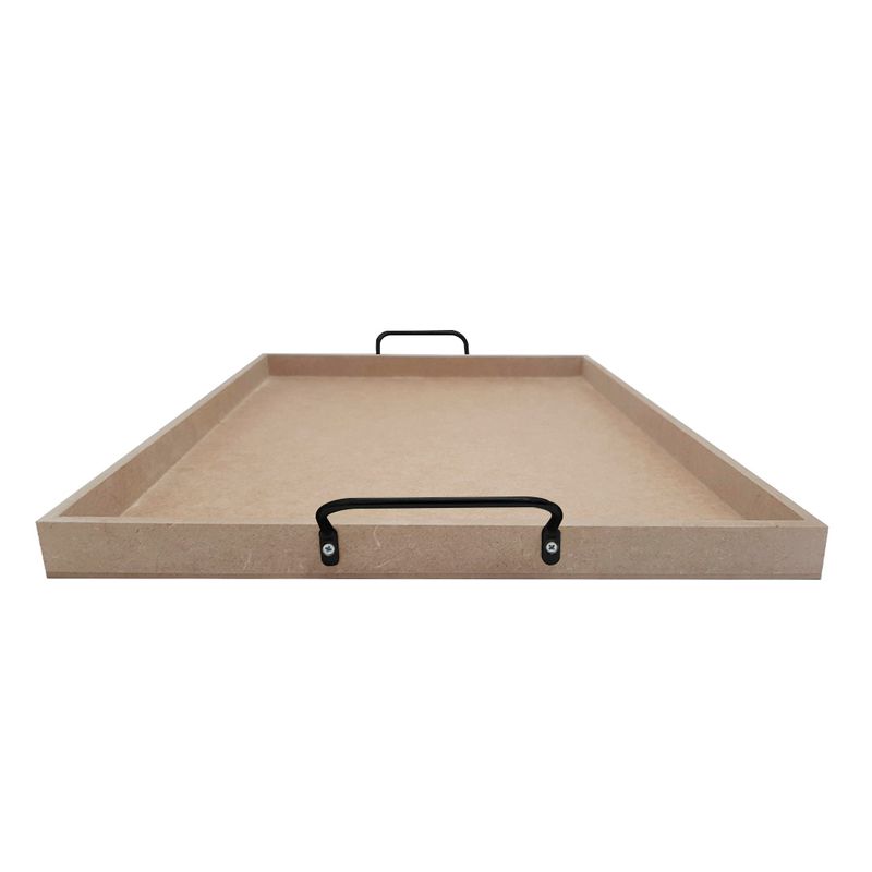 Bandeja Retangular Lisa Simples com Alça 32x27x2 Mdf 6mm Madeira PRETO