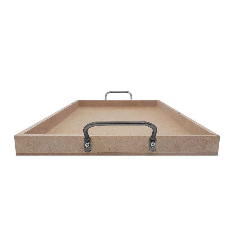 Bandeja Retangular Lisa Simples com Alça 30,5x20,5x2 Kit 3un Mdf 6mm Madeira GRAFITE
