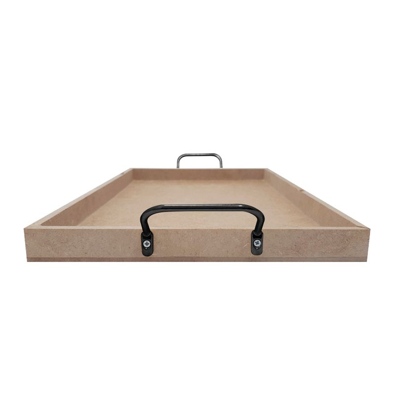 Bandeja Retangular Lisa Simples com Alça 30,5x20,5x2 Kit 3un Mdf 6mm Madeira PRETO