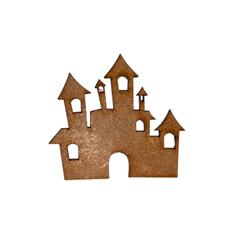 Pacote 10 Aplique Decorativo Castelo 5x5,5 Mdf Madeira Laser