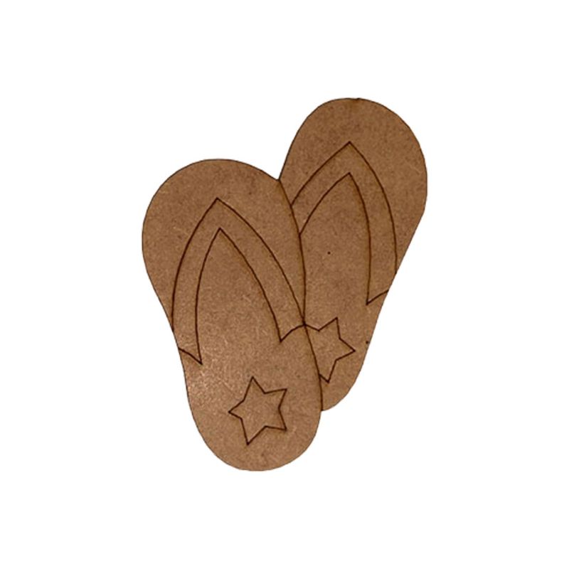 Aplique Chinelo 7x5 Kit 10un Mdf Cru Madeira