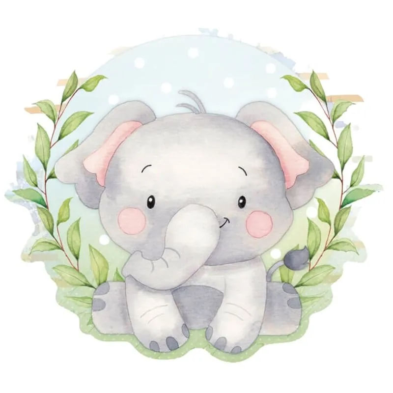 Aplique Papel Decoupage em Mdf Safari Elefante Kit 5 Un. Apm12-154 12cm Litoarte